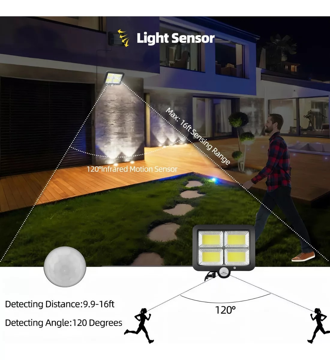 Foco Exterior Solar LED 100W Sensor de Movimiento Adkar5