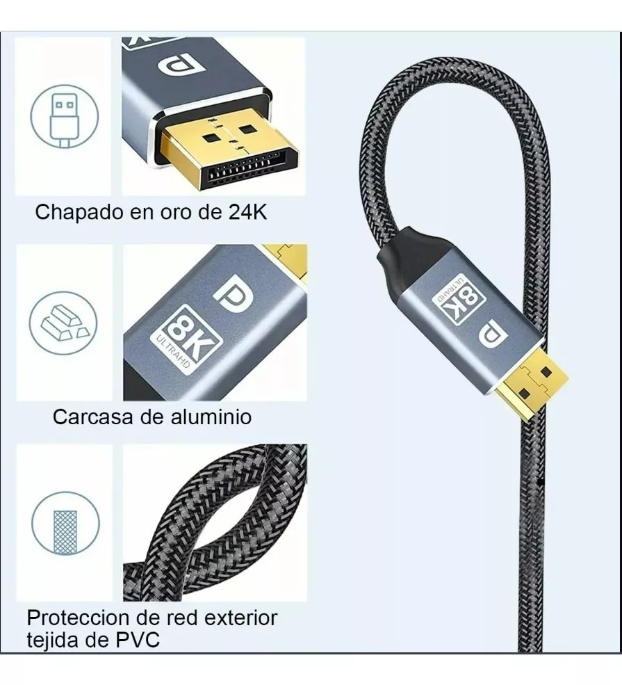 Cable Displayport HQ 8K 60Hz / 4K 144Hz / 2K 165Hz2