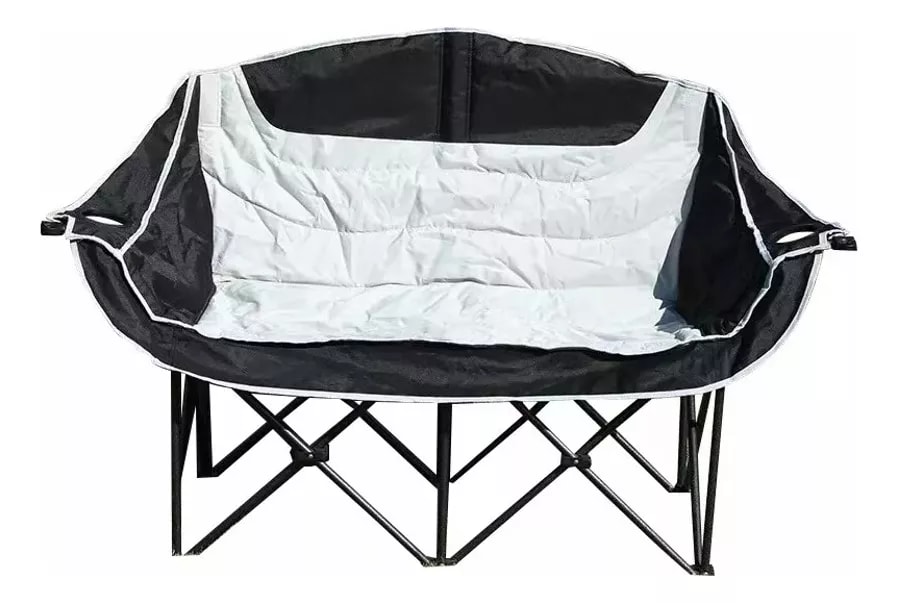 Silla de Camping Plegable 2 Cuerpos Negro/Blanco1