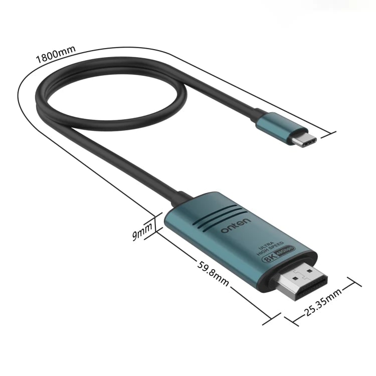 Cable USB-C a HDMI 8K 1,8M Onten3