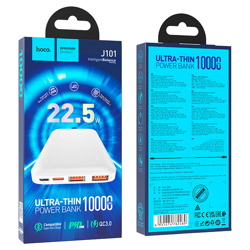 Batería Externa Ultra-Thin Powerbank 22.5W 10000mAh J101 Hoco4