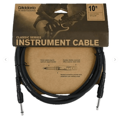 PW-CGT-10 Cable instrumento plug-plug 3.05 metros D'ADDARIO