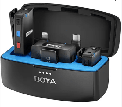 Boya BOYAMIC Micrófono Doble 3-EN-1 Con Grabadora y 300 Metros de Alcance