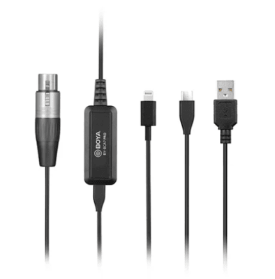 Boya BY-BCA7 PRO Cable Con Preamplificador XLR a Usb / Usb C / Lightning