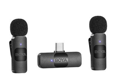 Boya BY-V20 Micrófono Inalámbrico Doble Ultra Compacto y Portable 2.4GHz Conector USB-C