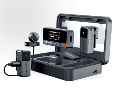 Air-02 Micrófono inalámbrico doble 4 en 1 más 2 mic lavalier de cable SARAMONIC1
