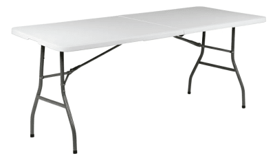 Mesa Rectangular Plegable 180x74 cm Plástico Blanco Imsihome