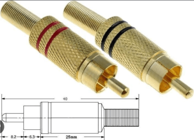 MR-571 CONECTOR RCA MACHO DORADO NEGRO BESTAMERICA