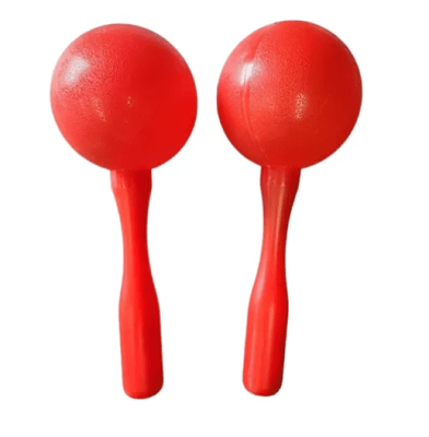 KS-020 (Par) Maraca plastica color rojo 20cm RMX