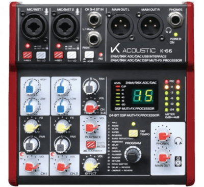K-66M Consola de audio con interfaz usb K-ACOUSTIC1