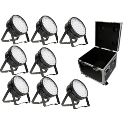 FLAT 162 (8 UN) FOCOS LED 54 LEDS 3 EN 1 RGB DE 3W EN CASE AMPRO