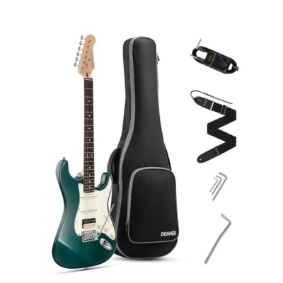 DST-400DG Guitarra eléctrica strato ssh dark green con funda DONNER
