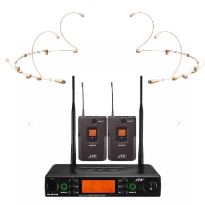 RU-8012DB/RU850LTB/CX-500FHW (Pack) Micrófono inalámbrico doble cintillo vocal/flauta JTS