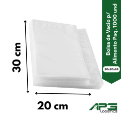 Bolsa de Vacio p/ Alimentos 20x30x65 Mic. 1.000 Und