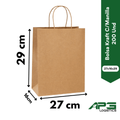 Bolsa Kraft C/Manilla 27x16x29 200 Und