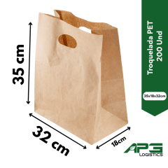 Bolsa kraft Troquelada 35x32x18 200 Und