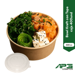 Bowl Kraft c/tapa 600cc 400 Und