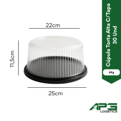 Cúpula Torta Alta C/Tapa 4Kg 30 Und