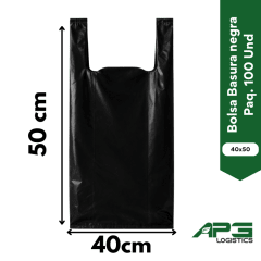 Bolsa Camiseta Negra 40x50 Paq. 100 Und