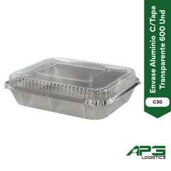Envase Aluminio C30 C/Tapa Transparente 600Und