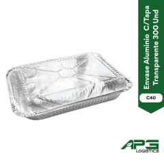 Envase Aluminio C40 C/Tapa Transparente 300Und