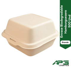 Envase Biodegradable Hamburguesero Grande 500Und