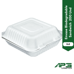 Envase Biodegradable Sandwich 8x8 200Und