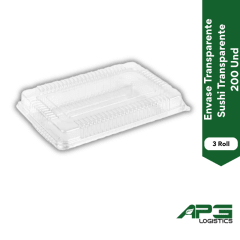 Envase Transparente Sushi 3 Roll Transparente 200 Und