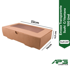 Envase Transparente Sushi Kraft 247 C/Ventana 100 Und