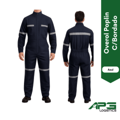 Overol Poplin Azul C/Bordado - A Pedido