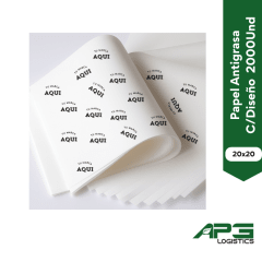 Papel Antigrasa C/Diseño 20x20 2000Und - A Pedido