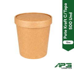 Pote Kraft C/Tapa 12oz 500Und