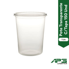 Pote Transparente C/Tapa 1Lts 150Und