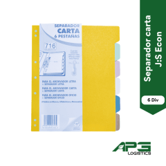 Separador Carta J.S Econ 6 Divis Color