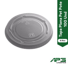 Tapa Plana Pet Pote 6/8oz 100Und