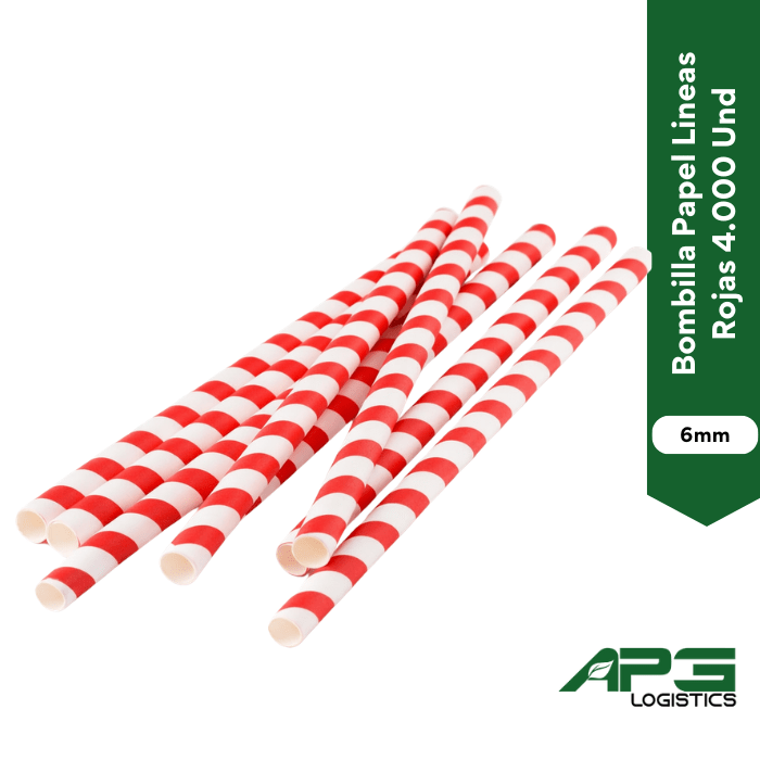 Bombilla Papel Lineas Rojas 6mm. 4.000 Und1
