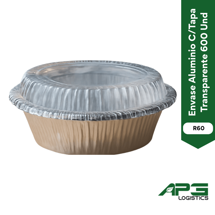 Envase Aluminio R60 C/Tapa Transparente 600Und1