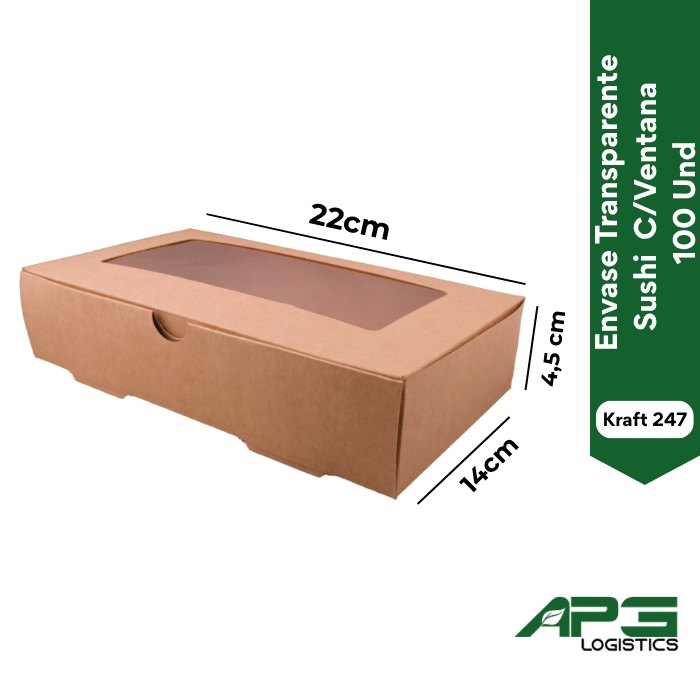 Envase Transparente Sushi Kraft 247 C/Ventana 100 Und1