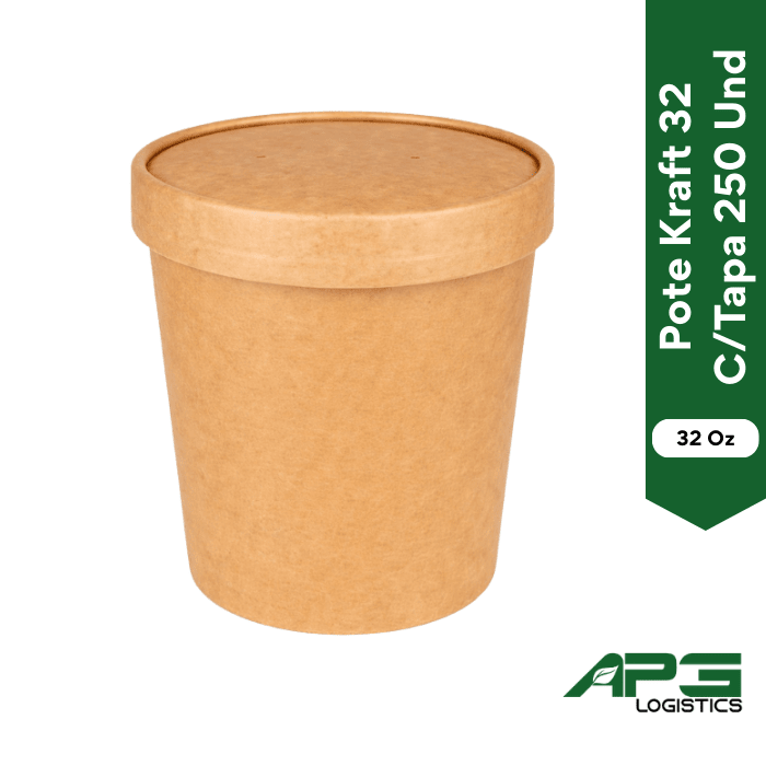 Pote Kraft 32 C/Tapa 32 Oz 250Und1