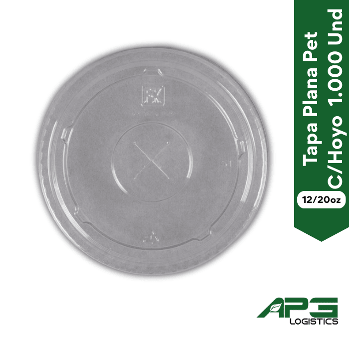 Tapa Plana Pet C/Hoyo 12/20oz 1000 Und1