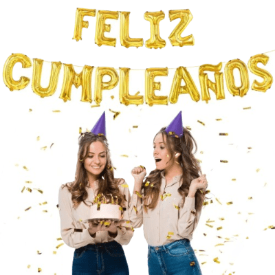 Globos metálicos de letras FELIZ CUMPLEAÑOS para celebrar - Pack 5 unidades