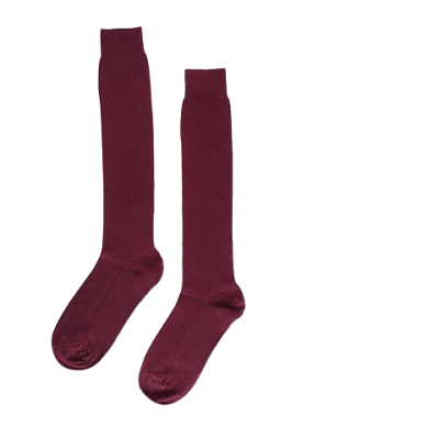 Calcetas largas escolar acanalada burdeo para niñas - Pack 3 unidades