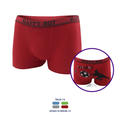 Bóxer juvenil de algodón diseño balón de fútbol para niños - Pack 4 unidades