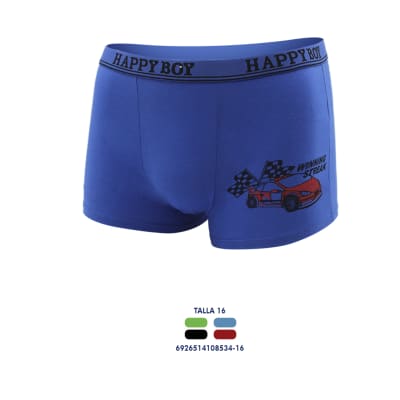 Bóxer juvenil de algodón diseño de autos de carreras para niños - Pack 4 unidades1