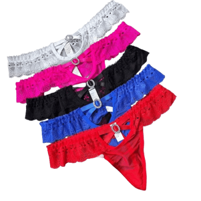Colaless de malla y encaje colores surtidos dije central para mujer - Pack 12 unidades