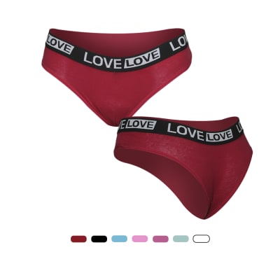 Bikinis de algodón diseño Love en pretina para mujer - Pack 4 unidades1