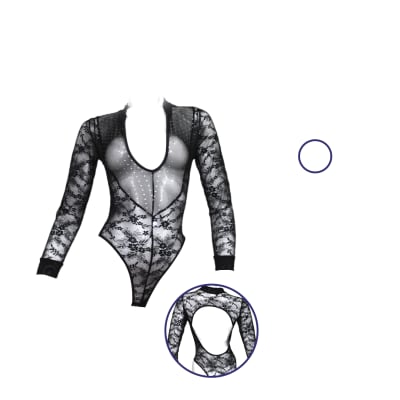 Body Manga Larga Con Puntos Y Flores En Busto Para Mujer - Pack 3 Unidades