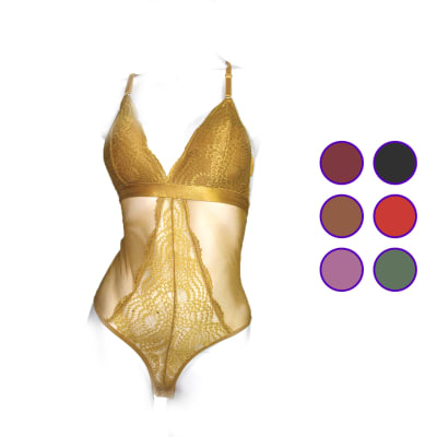 Body de malla con encaje en busto y tiras cruzadas en espalda - Pack 3 unidades1