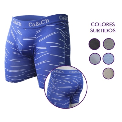 Bóxer largo con diseños líneas color surtidos para hombres - Pack 12 unidades