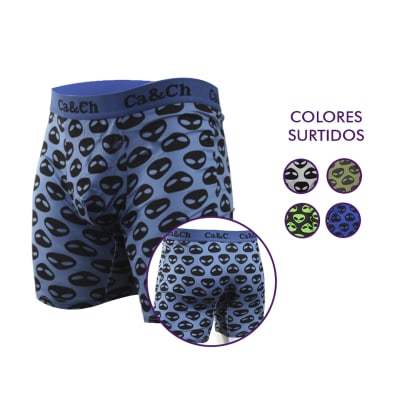 Bóxer largo con pierna diseños extraterrestres surtido para hombres - Pack 12 unidades1